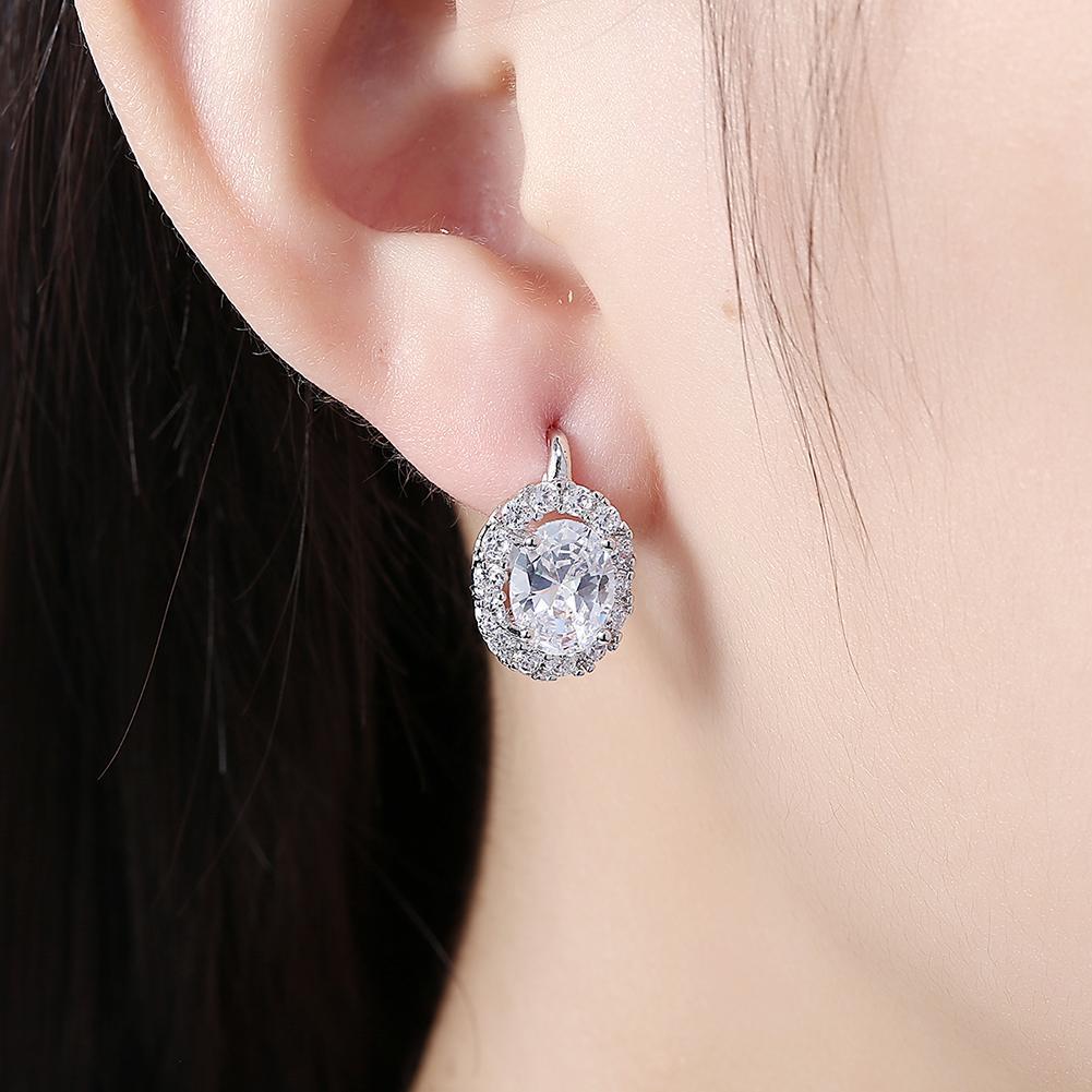 1.00 Ct Oval Cut Paris Style Leverback Earring in 18K White Gold