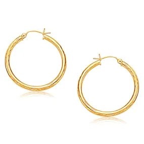 14k Yellow Gold Hoop Earring with Diamond-Cut Finish (30 mm Diameter)-rx30835