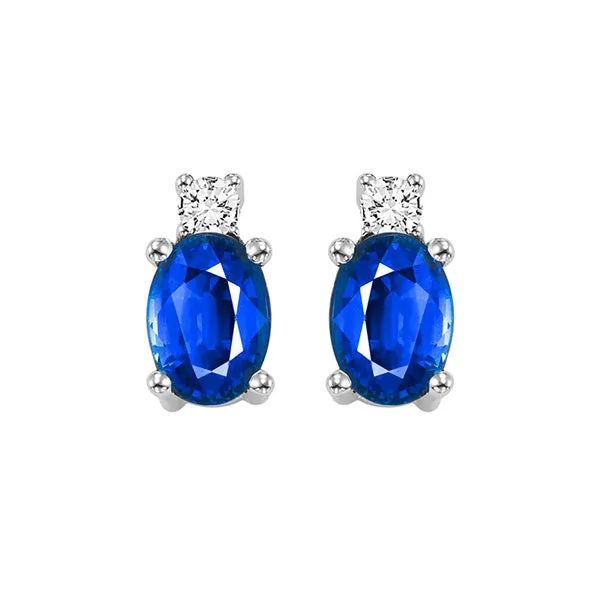 14KT WHITE GOLD DIAMOND (1/20CTW) & SAPPHIRE (1/2 CTW) EARRING