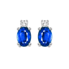 14KT WHITE GOLD DIAMOND (1/20CTW) & SAPPHIRE (1/2 CTW) EARRING