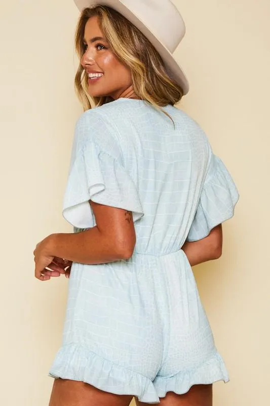 Arosa Short Sleeve Romper with Ruffle Bottom