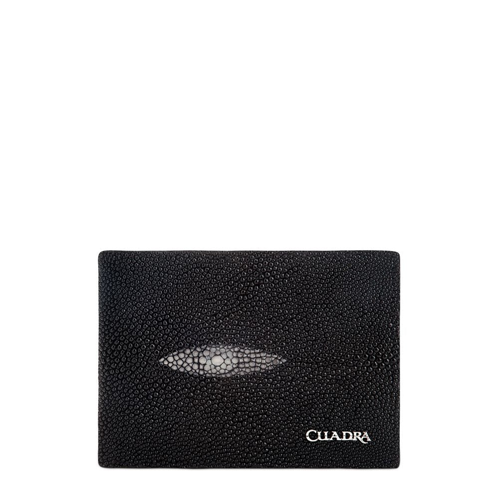 B2910MA - Cuadra black fashion stingray leather bi fold wallet for men