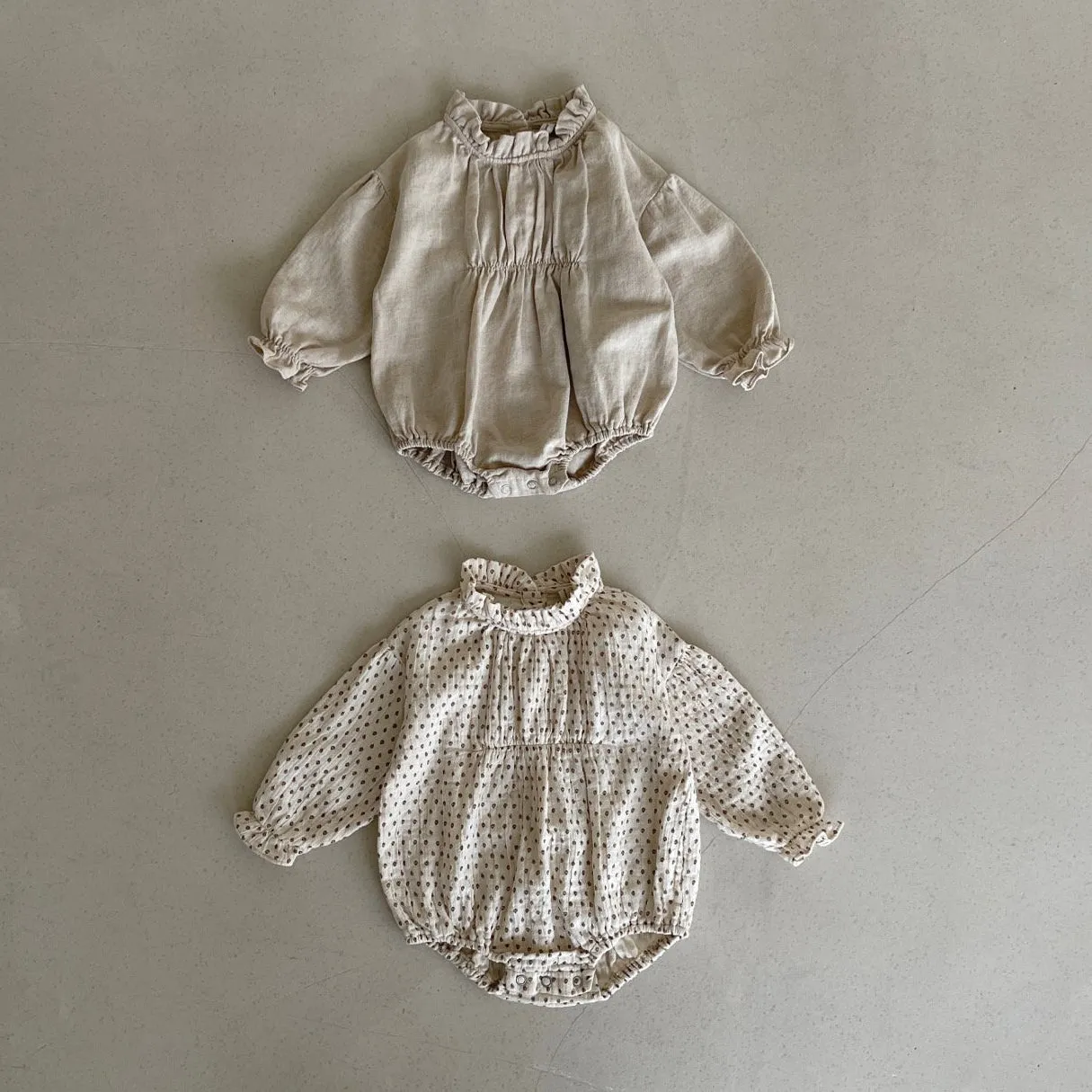 Baby Adela Pintuck Bubble Romper (3-18m) - Beige