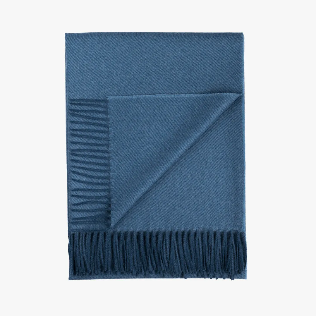 Baby Alpaca Throw Blanket - Denim Blue