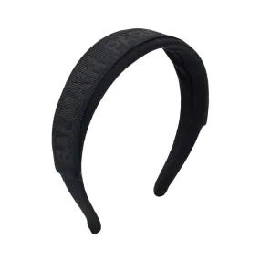 Balmain Black Headband With Embossed Logo For Teen Girl