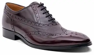 Bark Bampton Oxford Brogue Shoe -  Burgundy Hi-Shine / Burgundy Grain