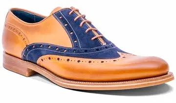 Barker Abingdon Brogue Shoe - Cedar Calf/Navy Suede