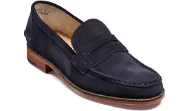 Barker Caruso Classic Penny Loafer  - Navy Suede