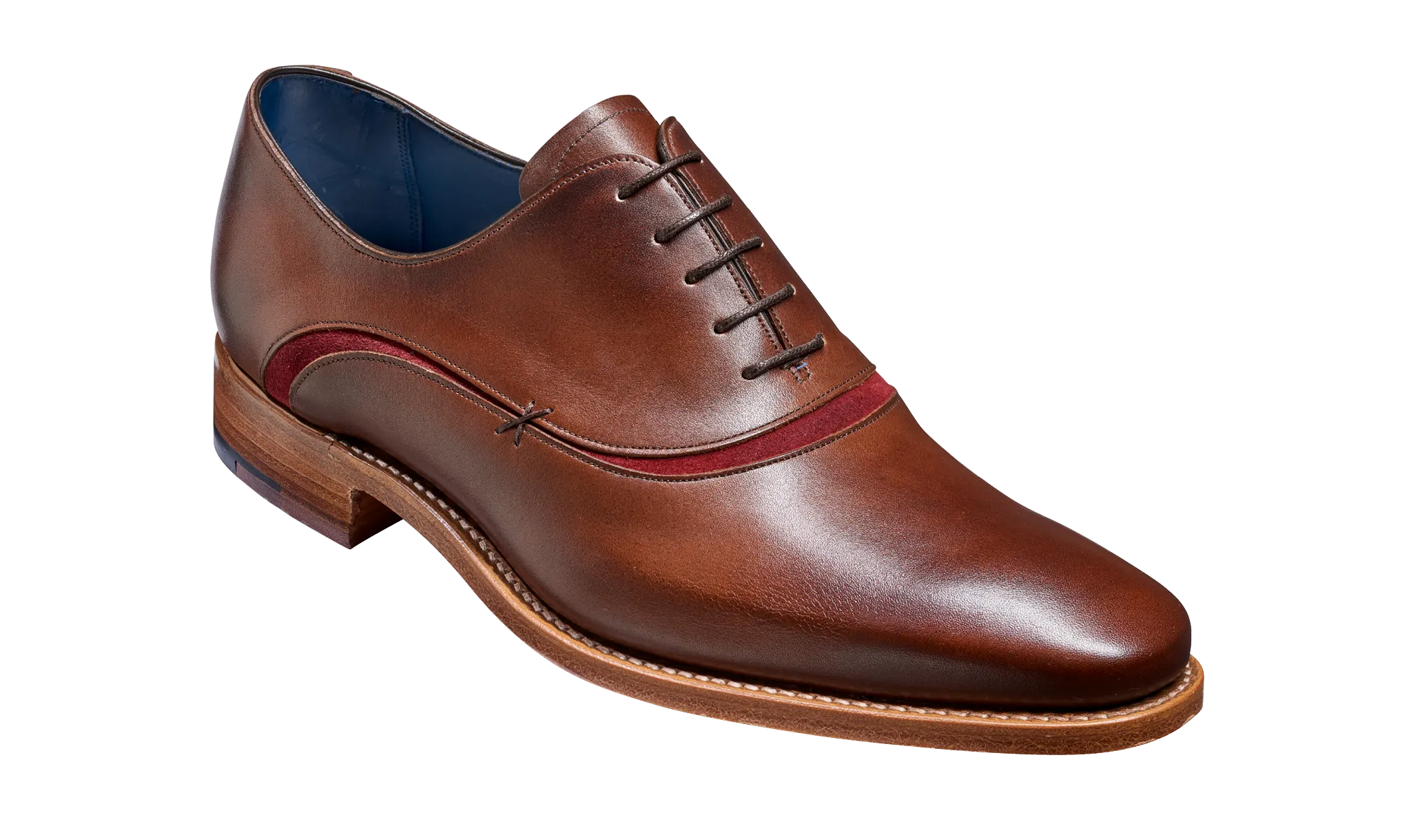 Barker Emerson Oxford Shoe - Walnut Calf / Burgundy Suede