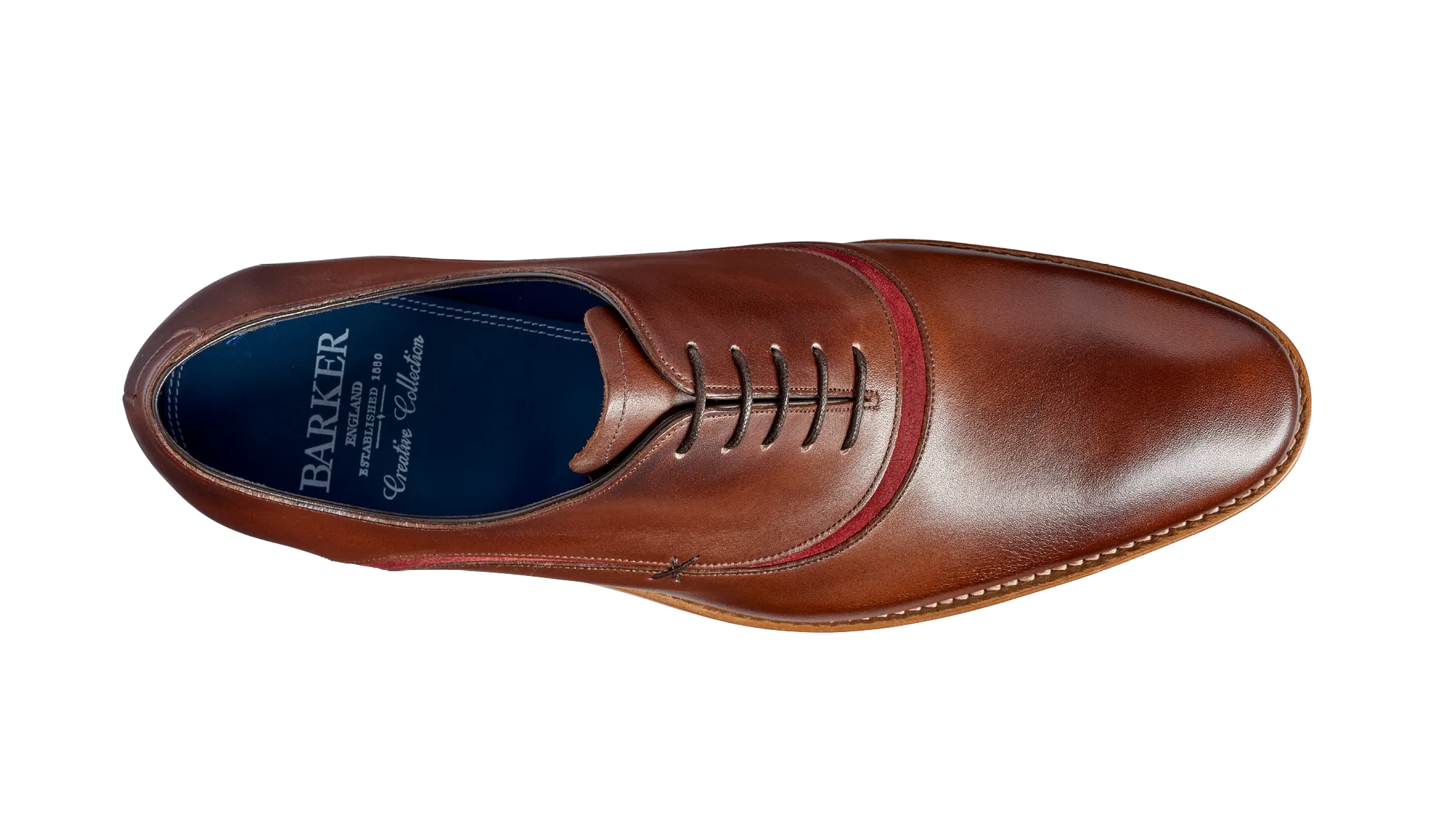 Barker Emerson Oxford Shoe - Walnut Calf / Burgundy Suede