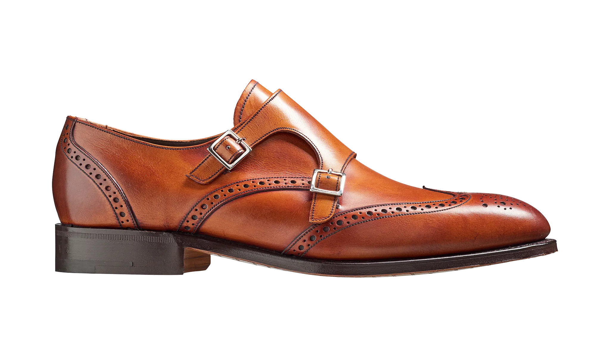 Barker Fleet Double Monk Leather Shoe- Antique Rosewood Calf