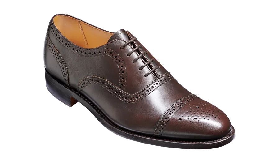 Barker Mirfield Oxford Semi Brogue Shoe - Expresso Calf