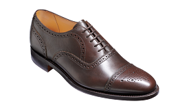 Barker Mirfield Oxford Semi Brogue Shoe - Expresso Calf