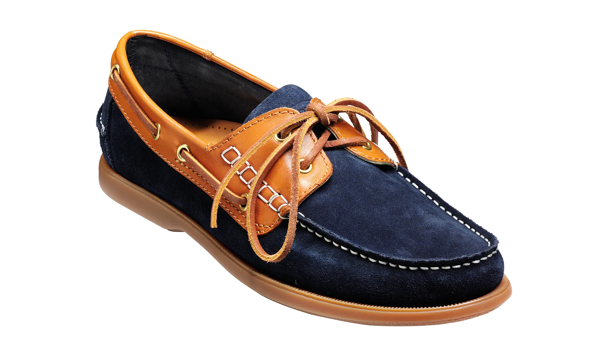 Barker Wallis Moccasin Shoe - Navy Suede/Cedar