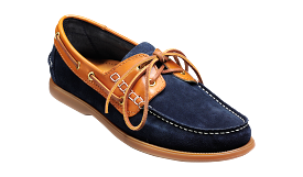 Barker Wallis Moccasin Shoe - Navy Suede/Cedar