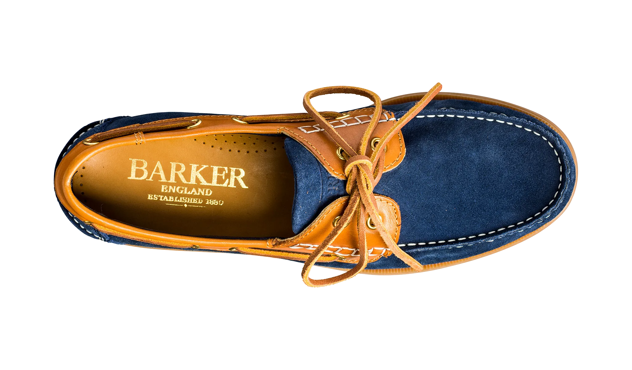 Barker Wallis Moccasin Shoe - Navy Suede/Cedar