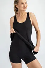 Black Active Romper Dress