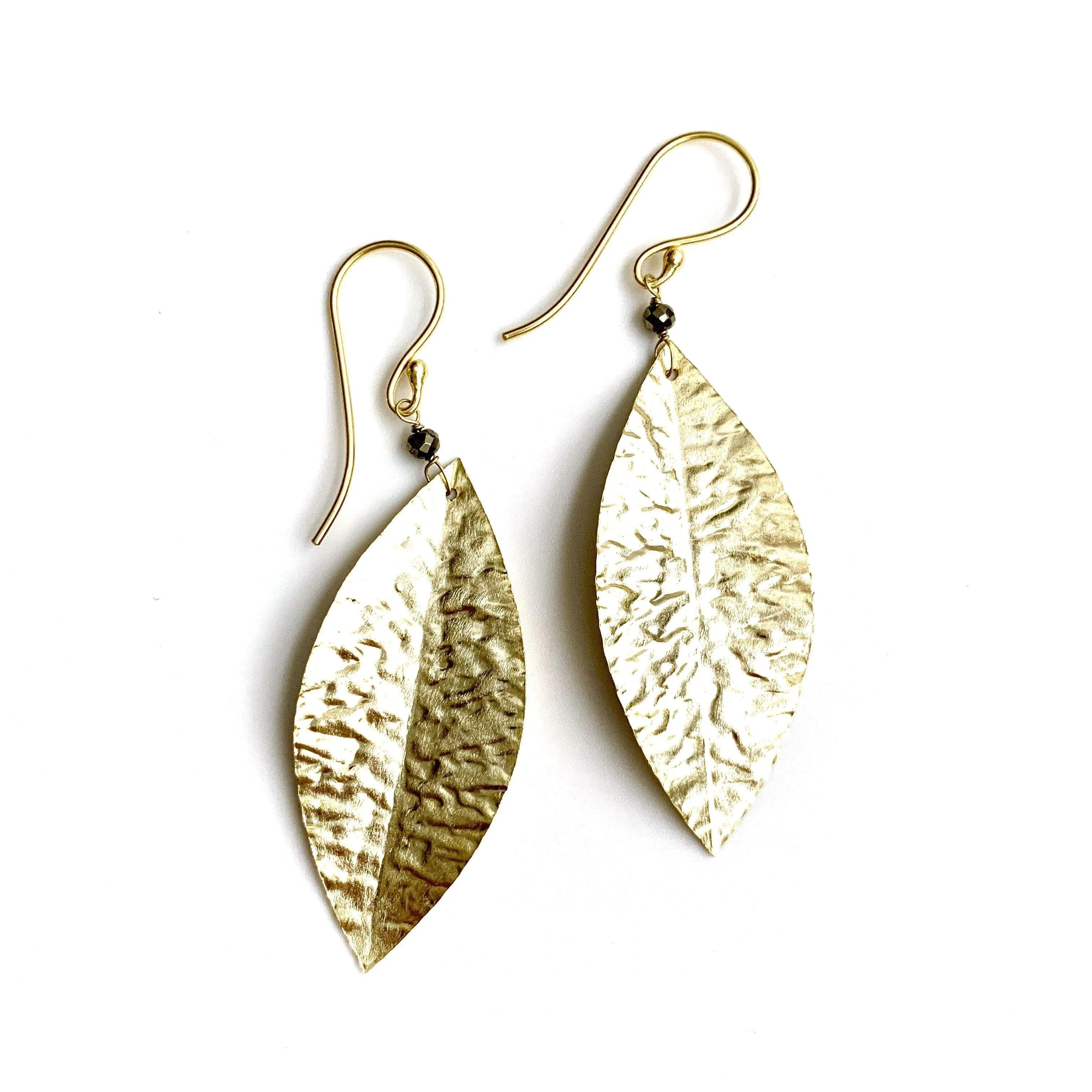 Cabo Leaf Earring in Pyrite and Gold