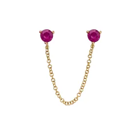 Connected Stud Earring - Ruby / 14k Yellow Gold