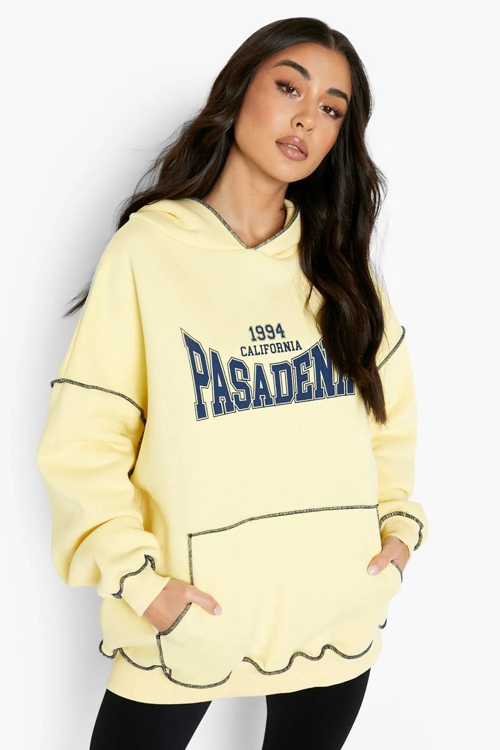 Contrast Stitch Pasadena Oversized Hoodie