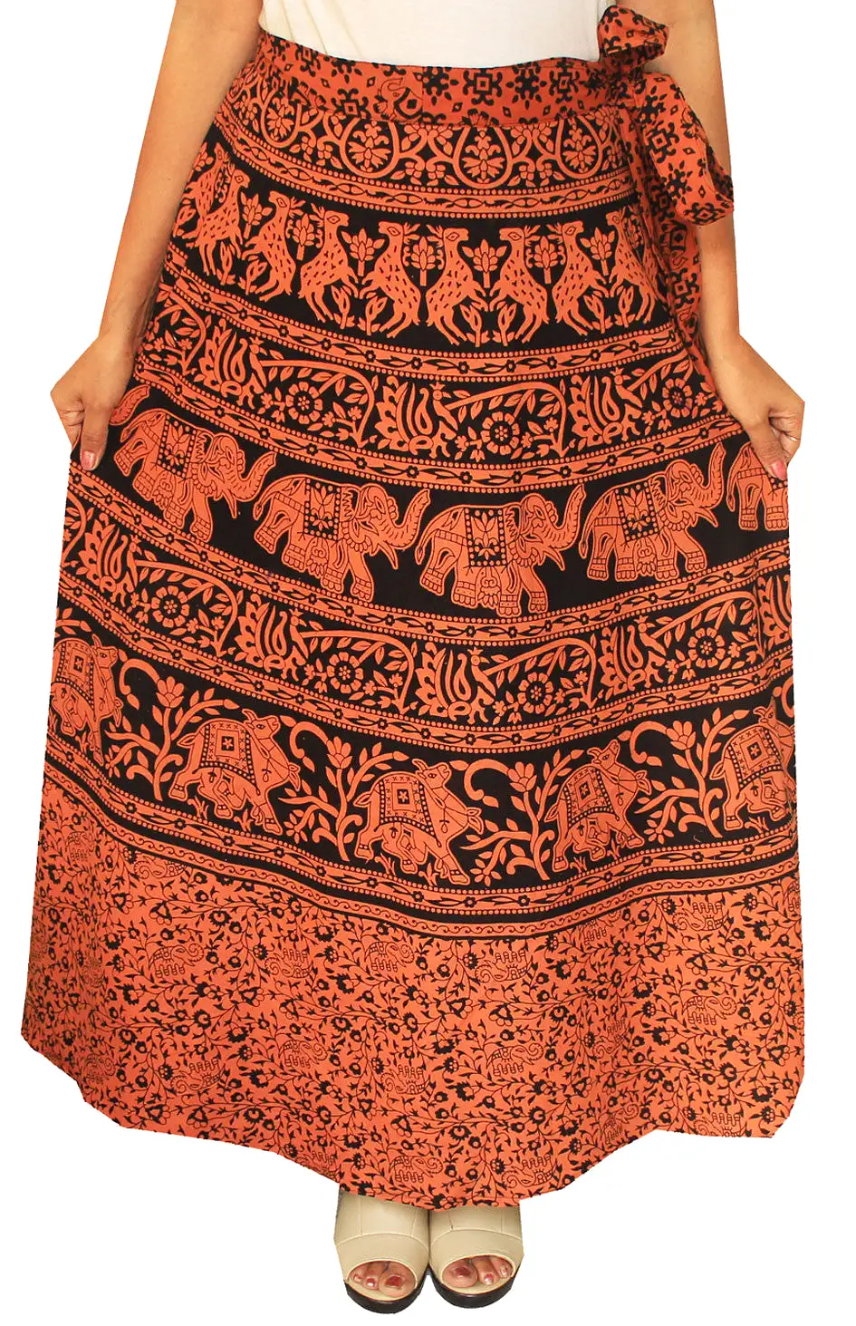 Cotton Long Skirts Wrap Around Womens Indian Clothes (Brown)