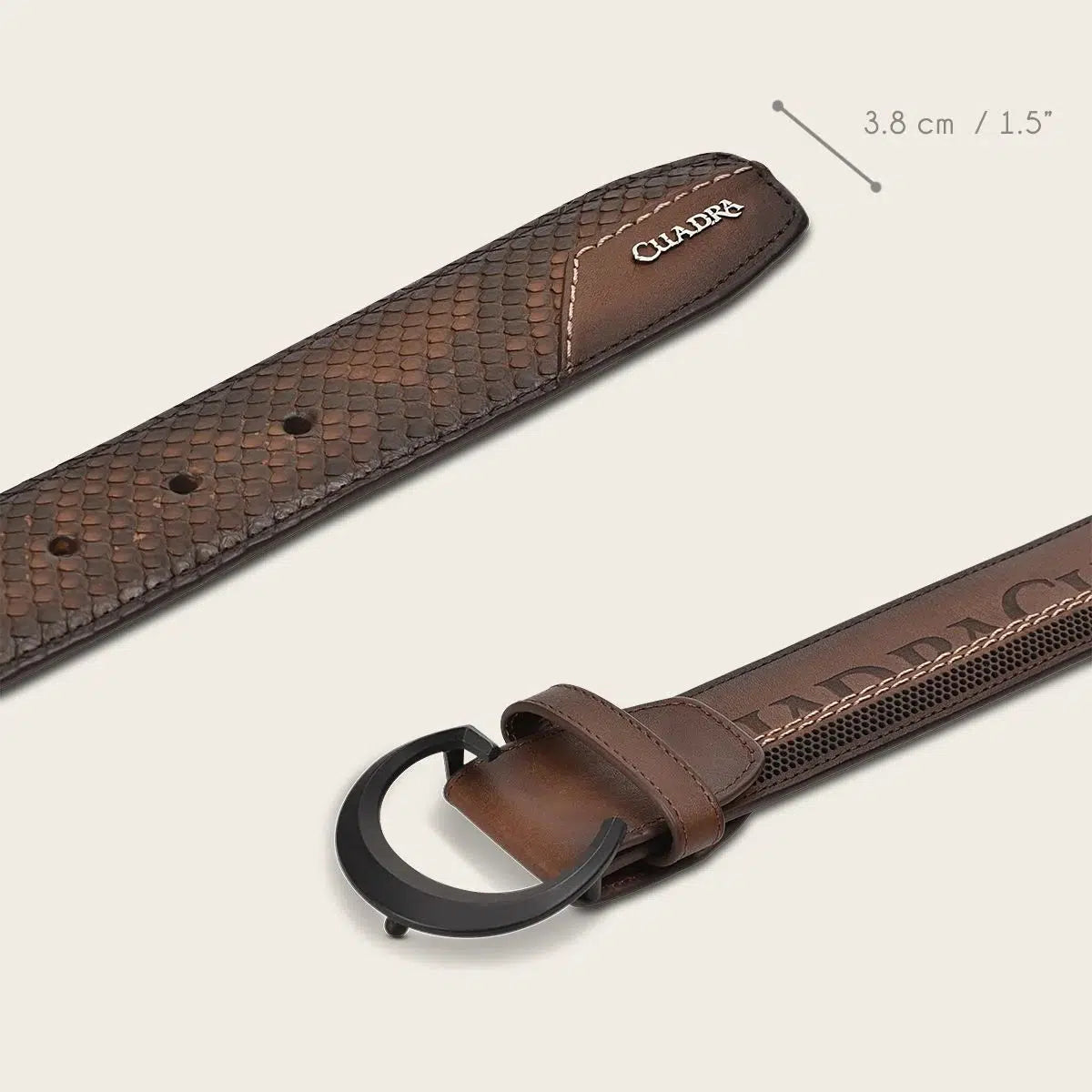 CS551PI - Cuadra brown casual western python skin belt for men.