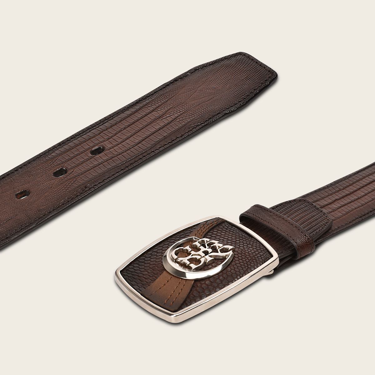 CV499LT - Cuadra brown western fashion lizard belt for men