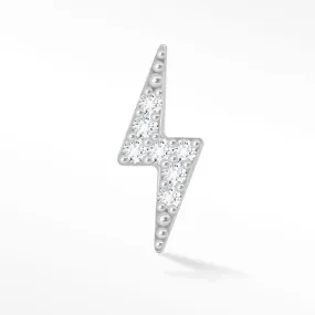 Diamond Flat Back Earring Lightning Bolt 14k White