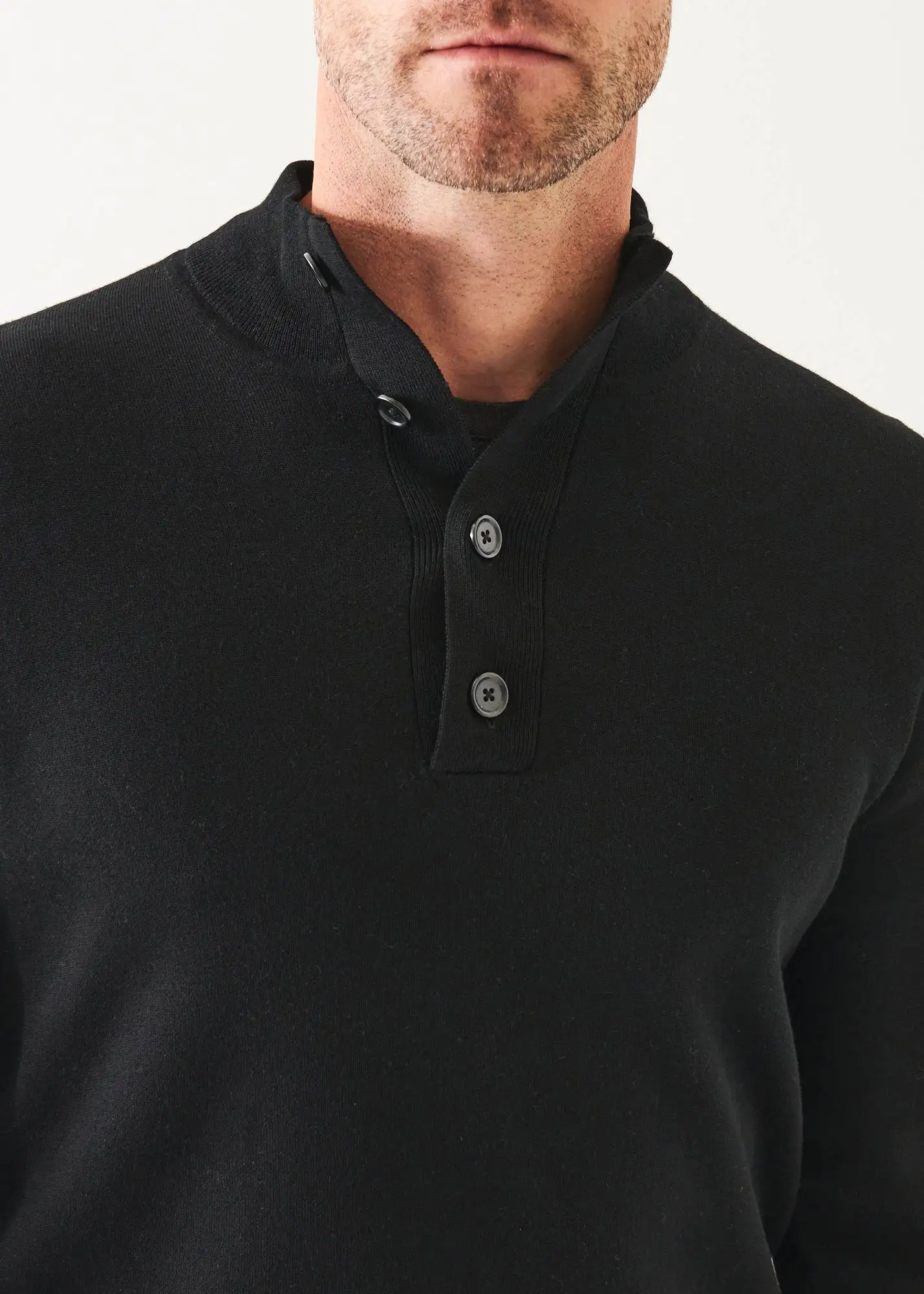 DOUBLE-FACE BUTTON MOCK NECK