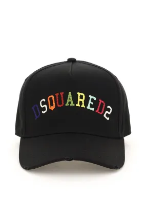 Dsquared2 Logo Embroidered Distressed Baseball Cap