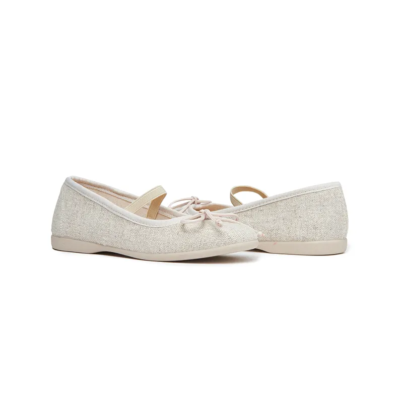 Elastic Ballet Flats in Shimmer