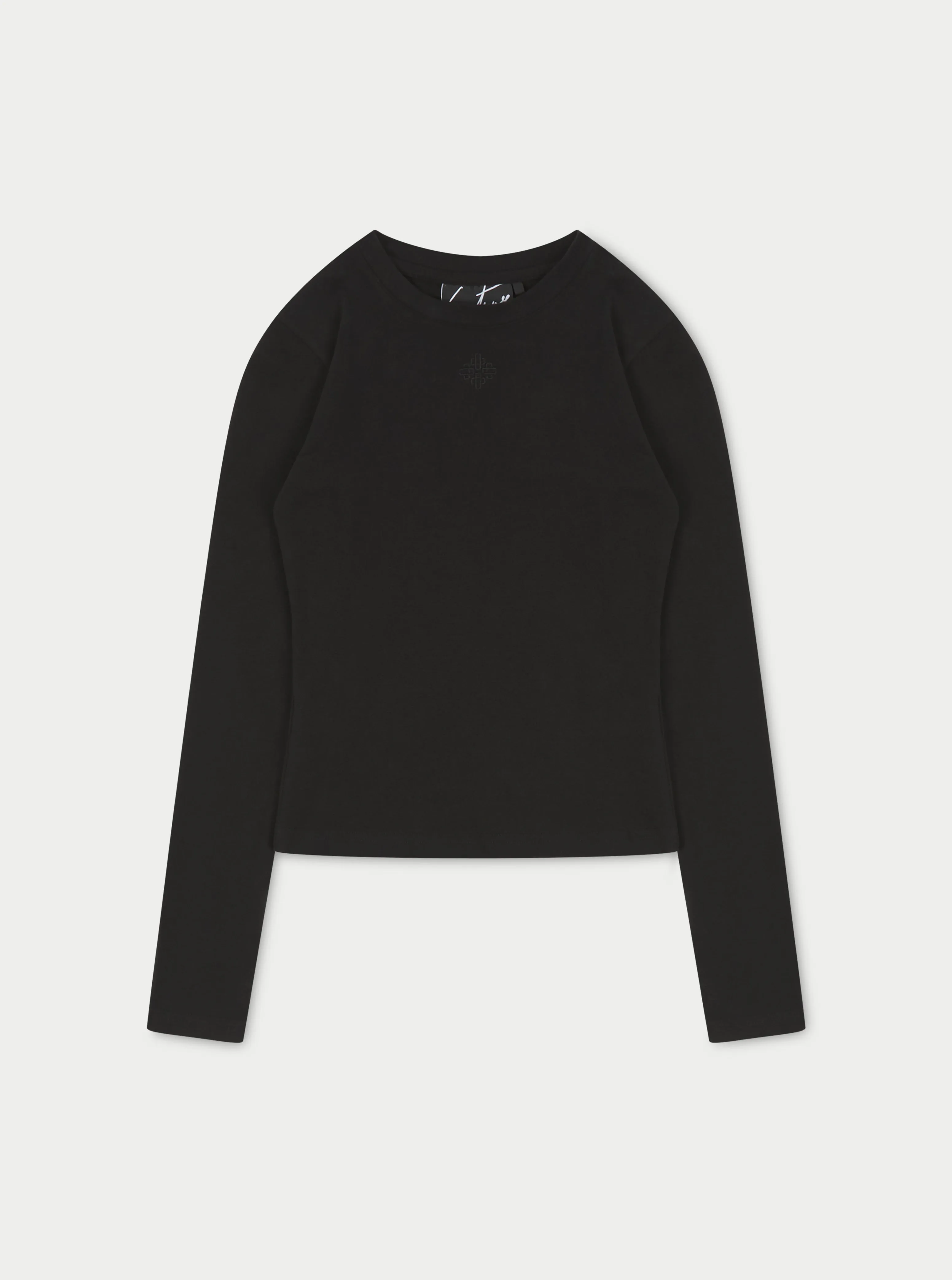 EMBLEM JERSEY LONG SLEEVE TOP - BLACK