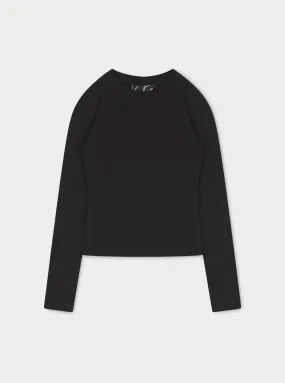 EMBLEM JERSEY LONG SLEEVE TOP - BLACK