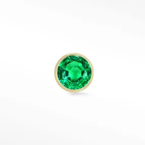 Emerald Flat Back Earring 2mm Bezel 14k Yellow