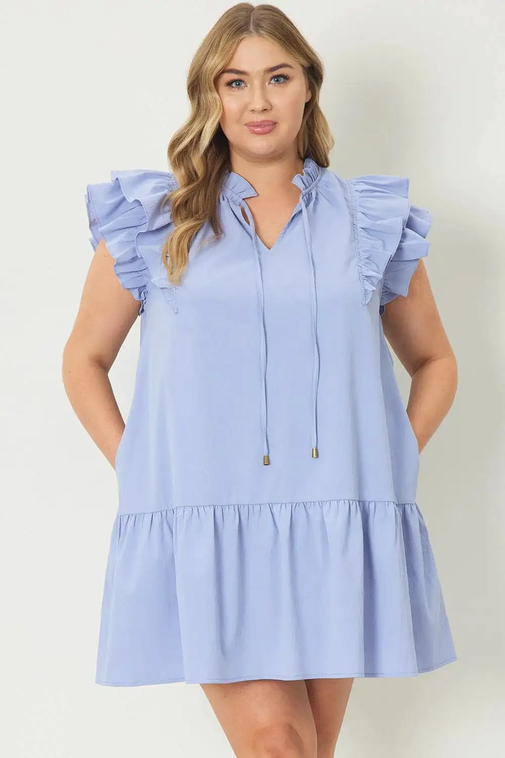 Entro Front Tie Ruffle Dress