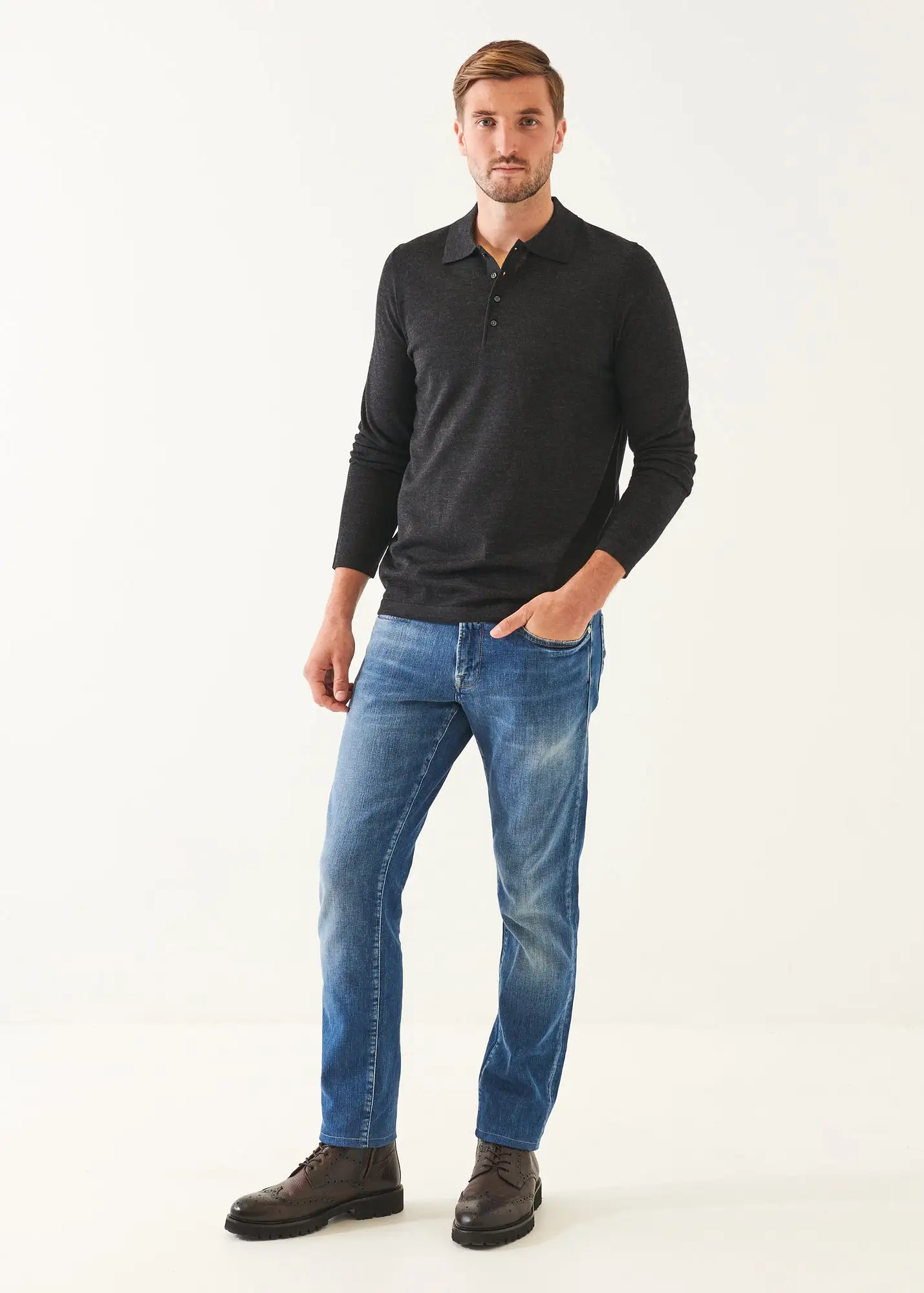 EXTRA-FINE MERINO BUTTON POLO