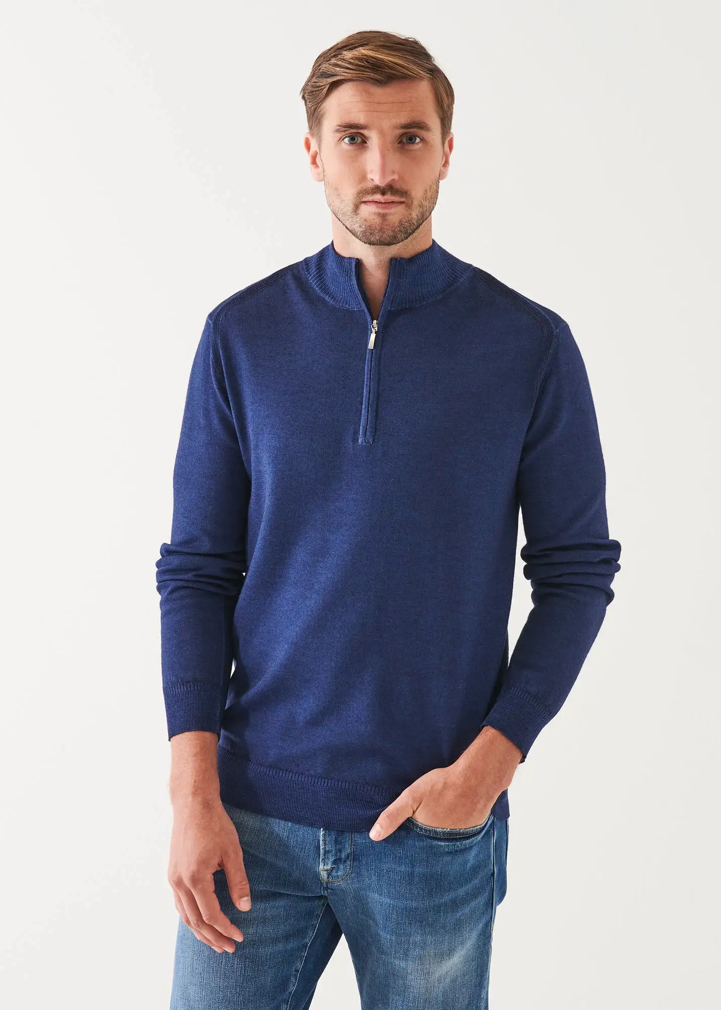 EXTRA-FINE MERINO COLD DYE QUARTER ZIP