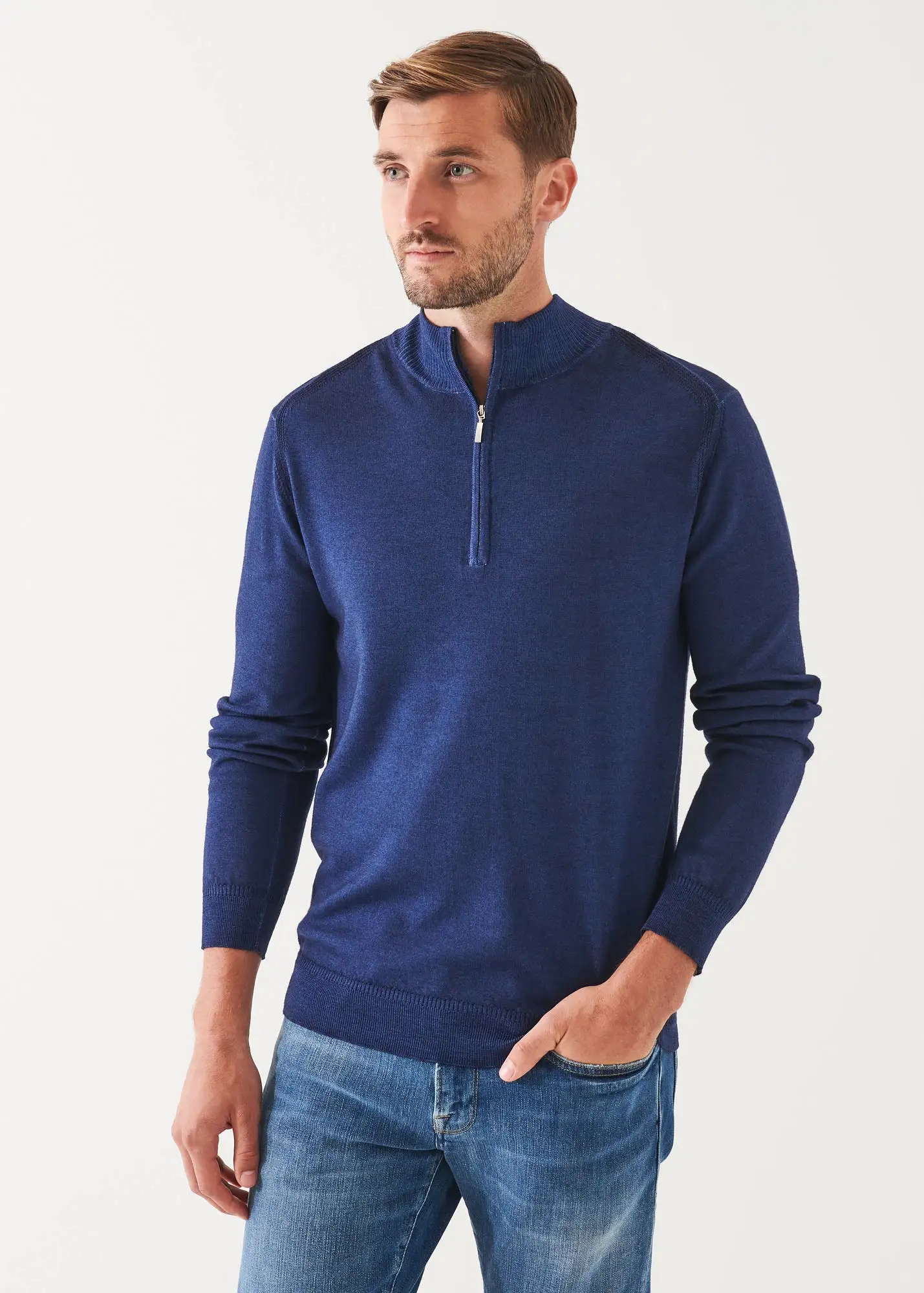 EXTRA-FINE MERINO COLD DYE QUARTER ZIP