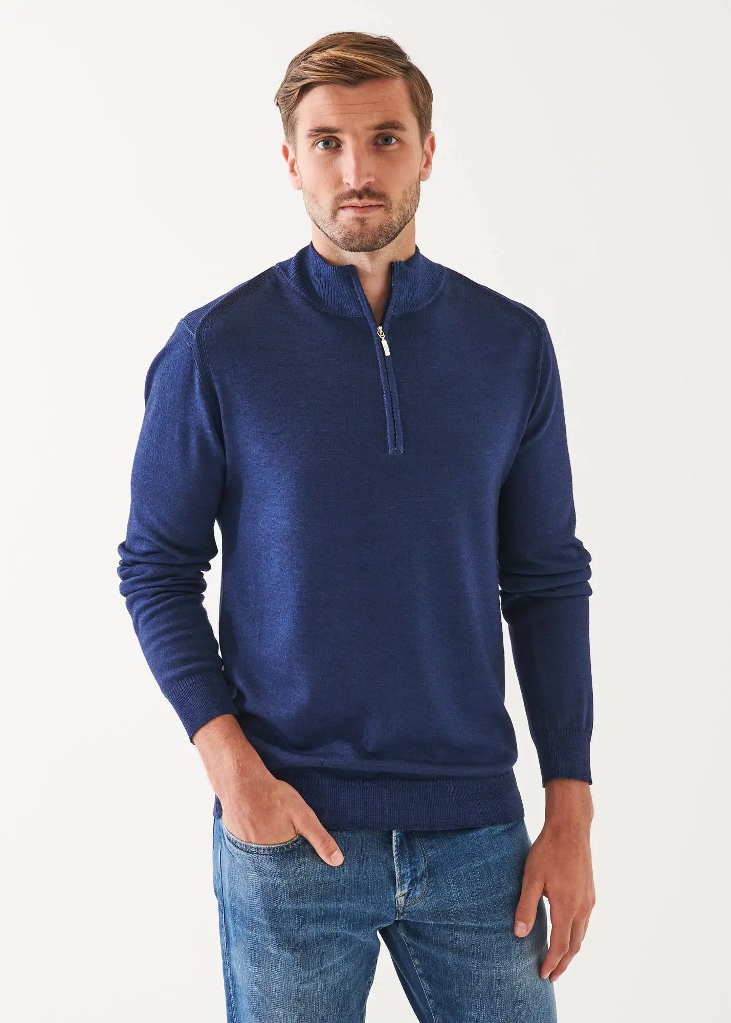 EXTRA-FINE MERINO COLD DYE QUARTER ZIP