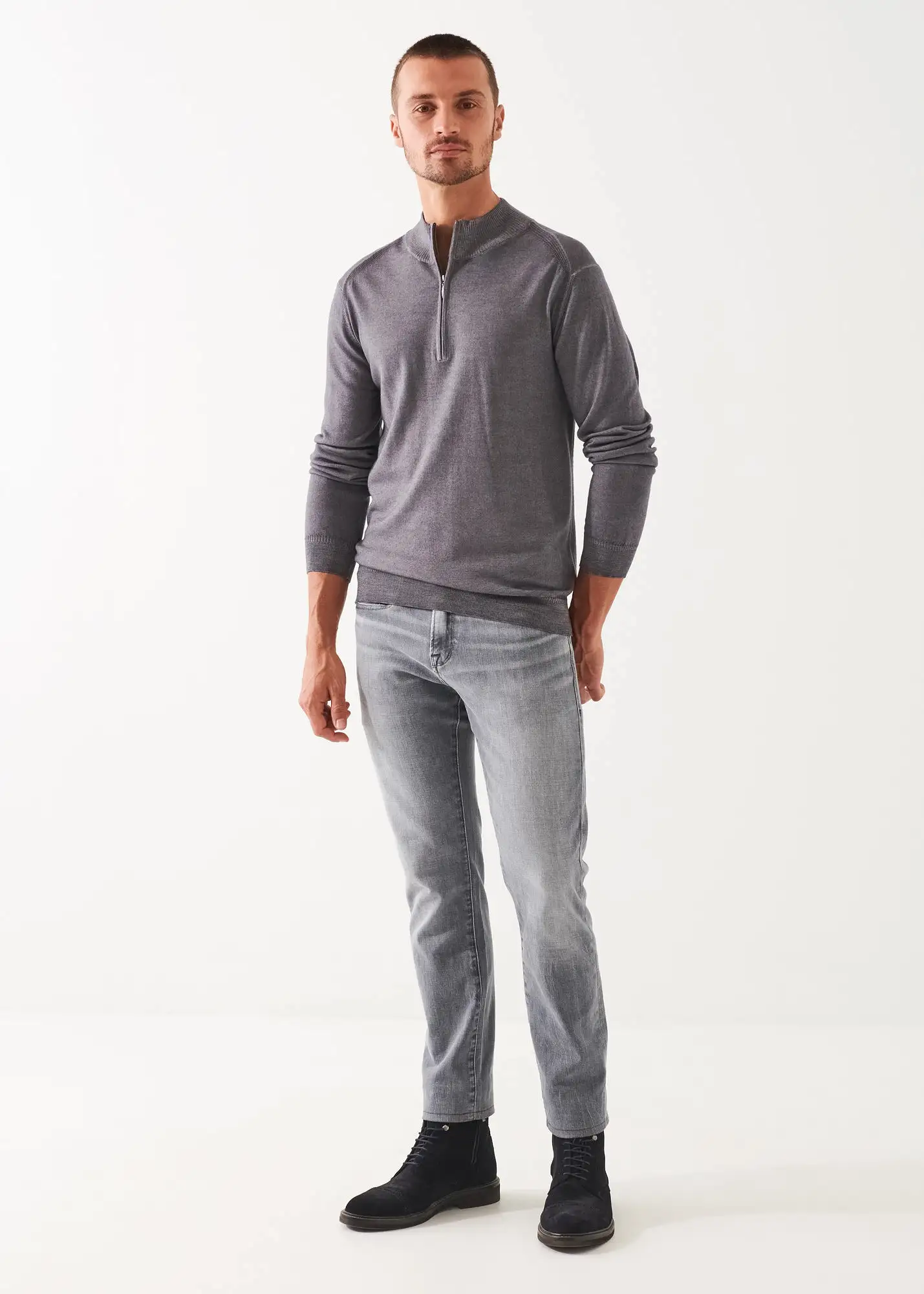 EXTRA-FINE MERINO COLD DYE QUARTER ZIP