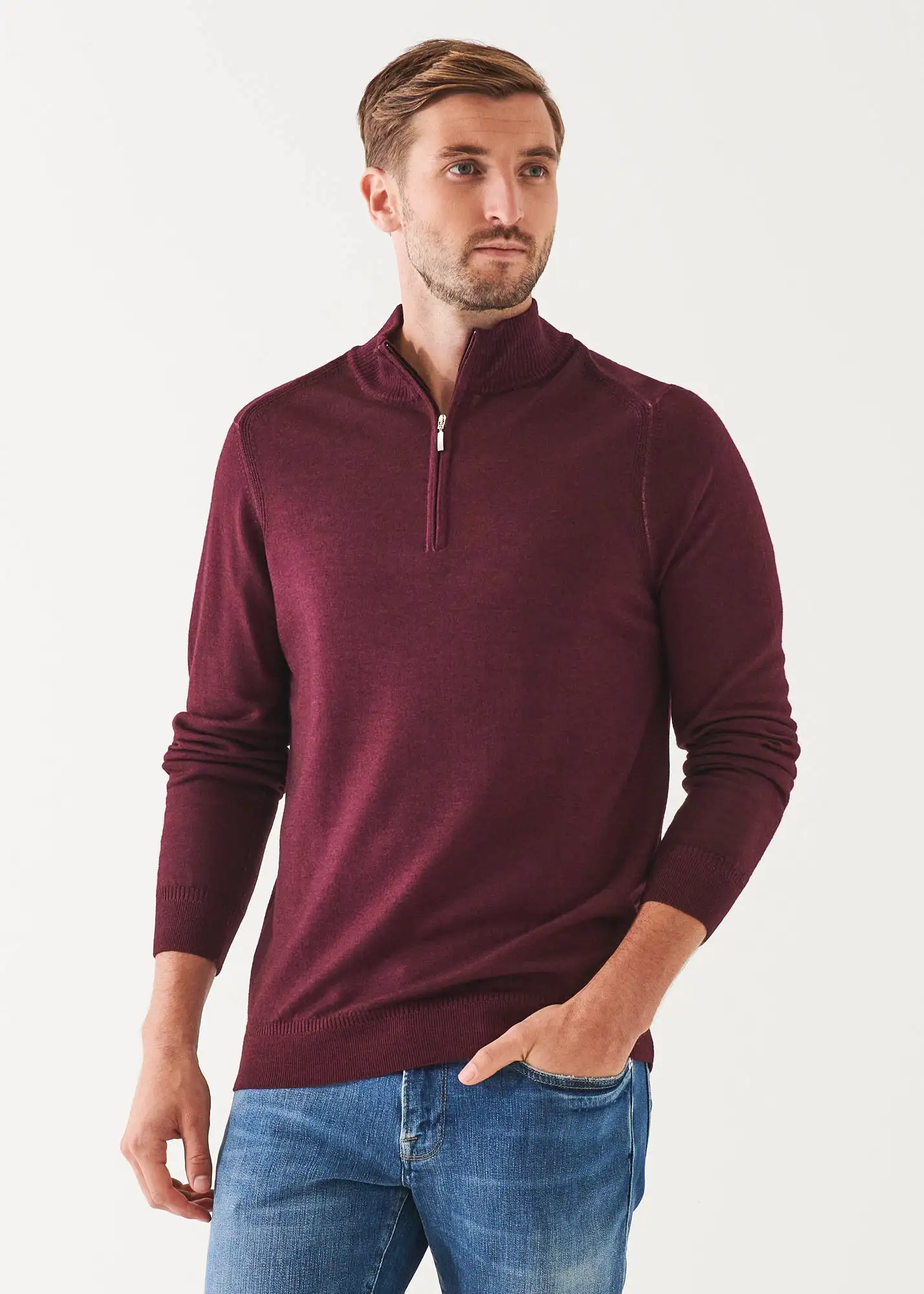 EXTRA-FINE MERINO COLD DYE QUARTER ZIP