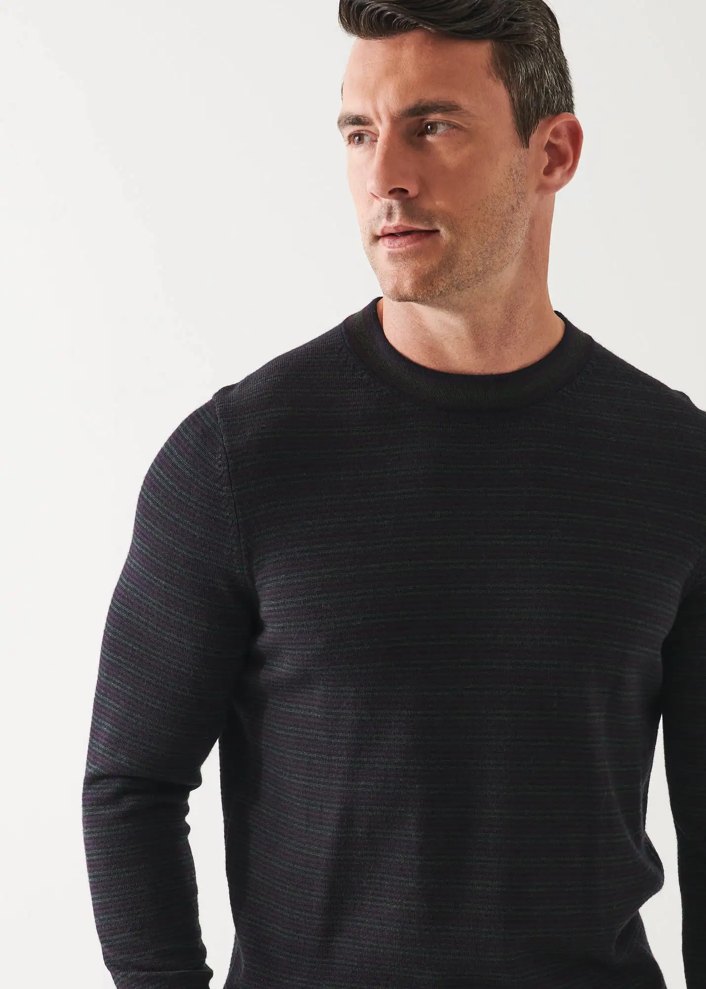 EXTRA-FINE MERINO MULTI STRIPE CREWNECK