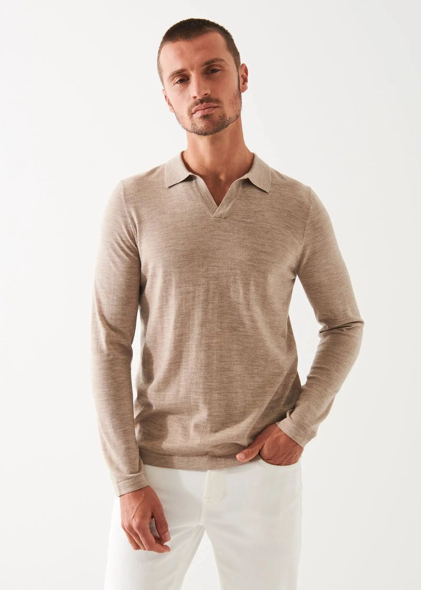 EXTRA-FINE MERINO OPEN POLO