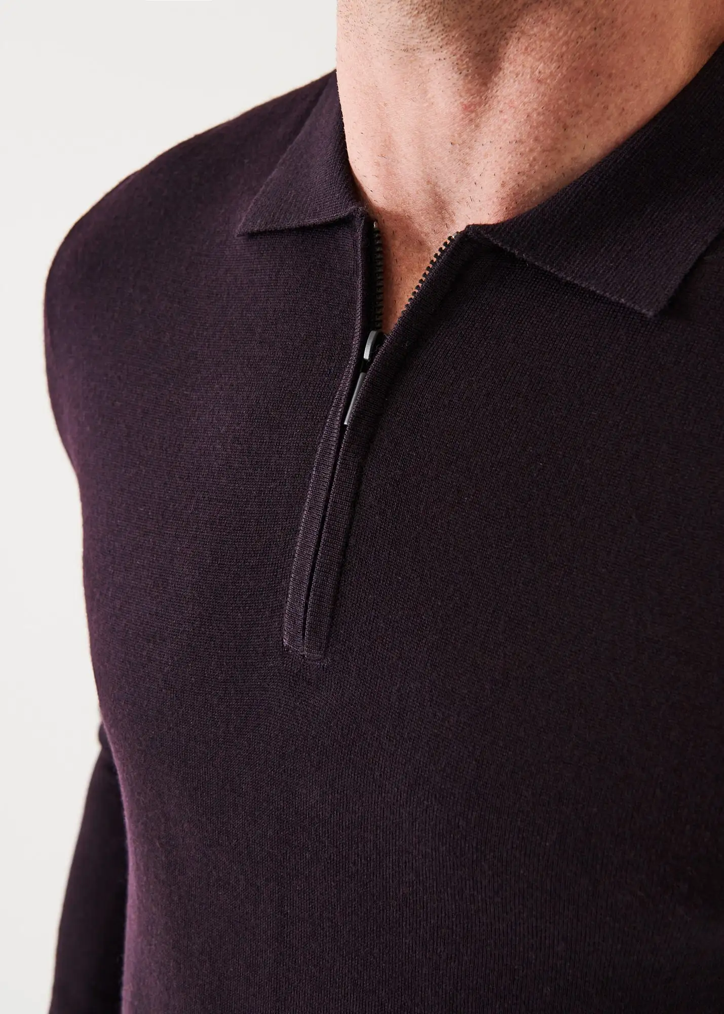 EXTRA-FINE MERINO QUARTER ZIP POLO