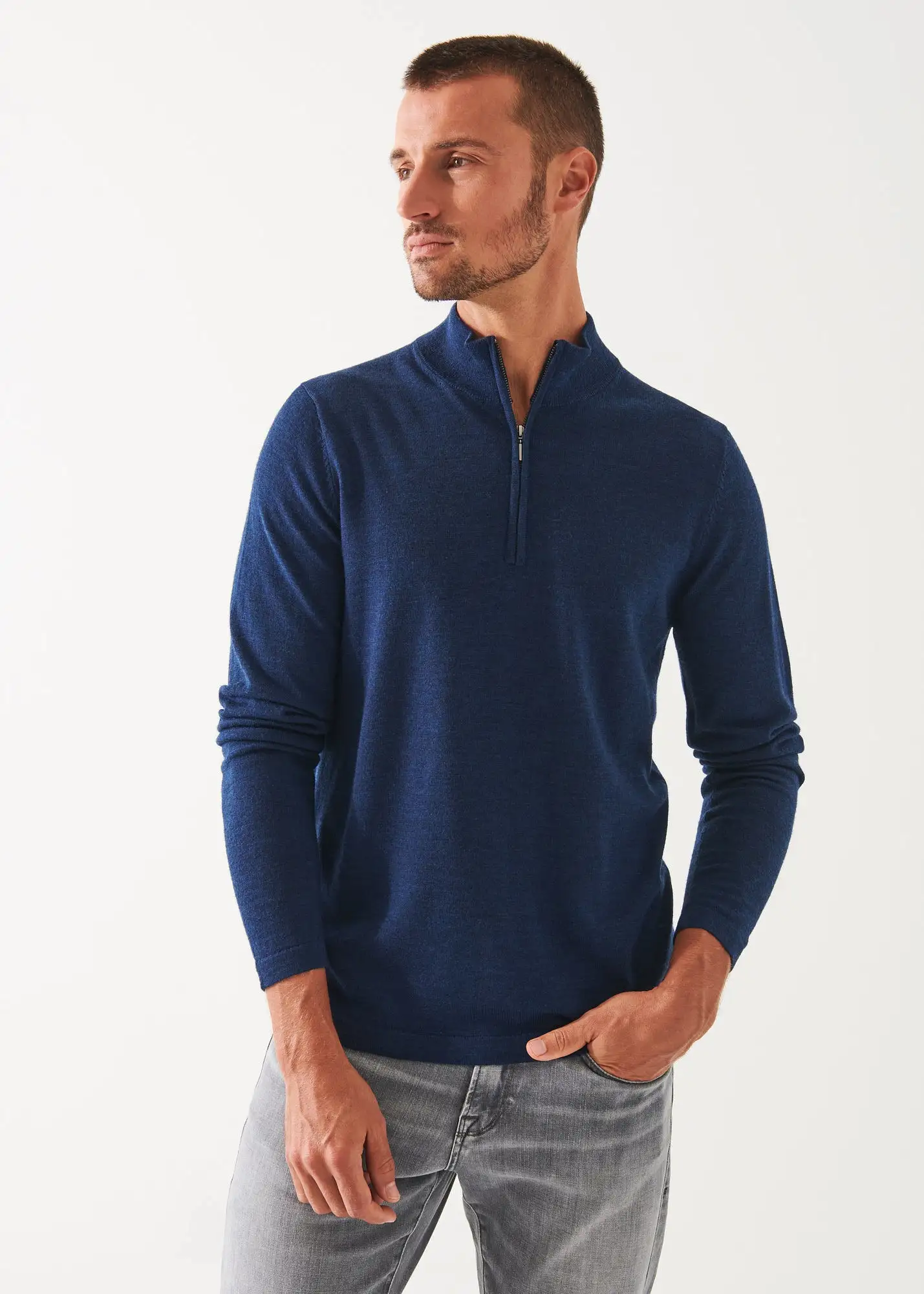 EXTRA-FINE MERINO QUARTER ZIP