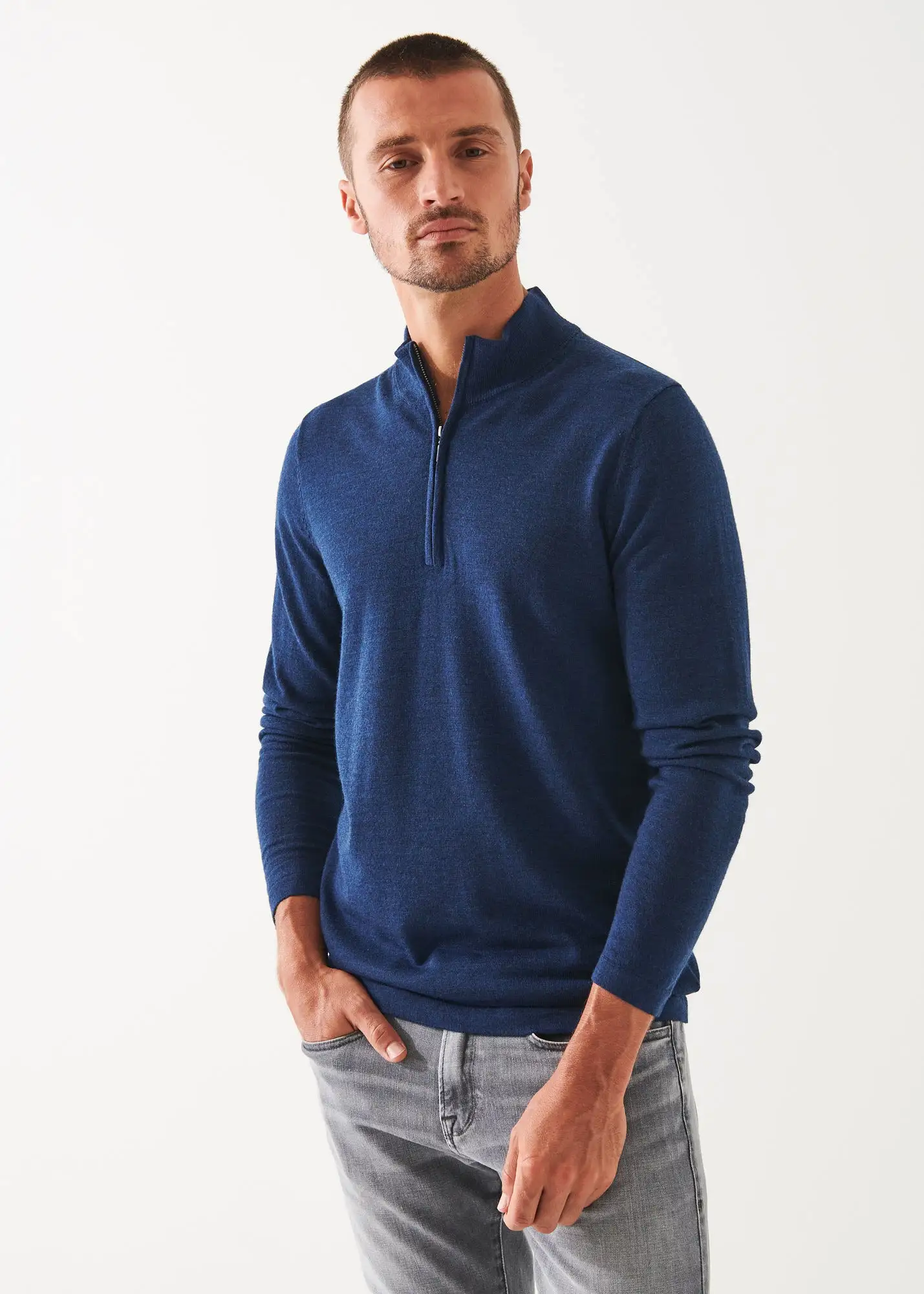 EXTRA-FINE MERINO QUARTER ZIP