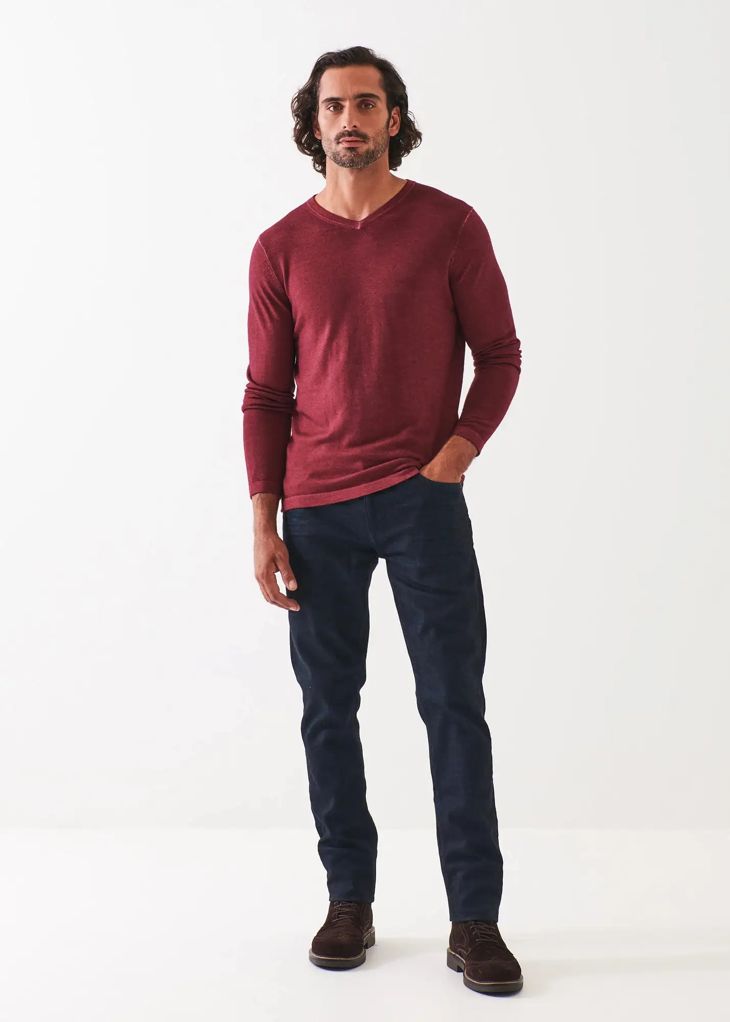 EXTRA-FINE MERINO VINTAGE WASH V-NECK