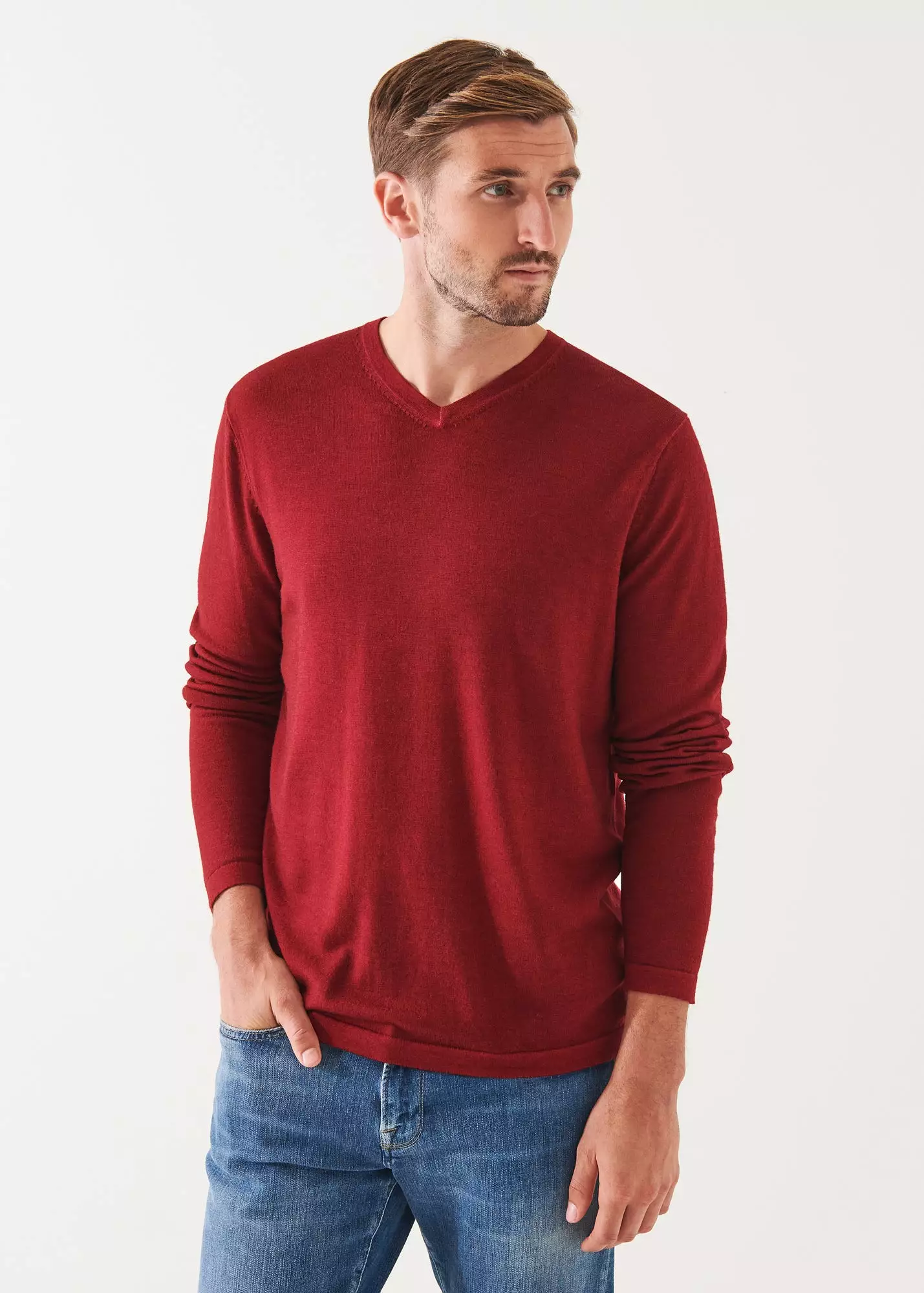 EXTRA-FINE MERINO VINTAGE WASH V-NECK