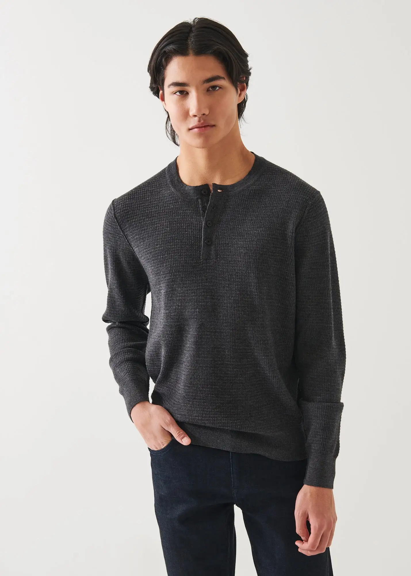 EXTRA-FINE MERINO WAFFLE HENLEY