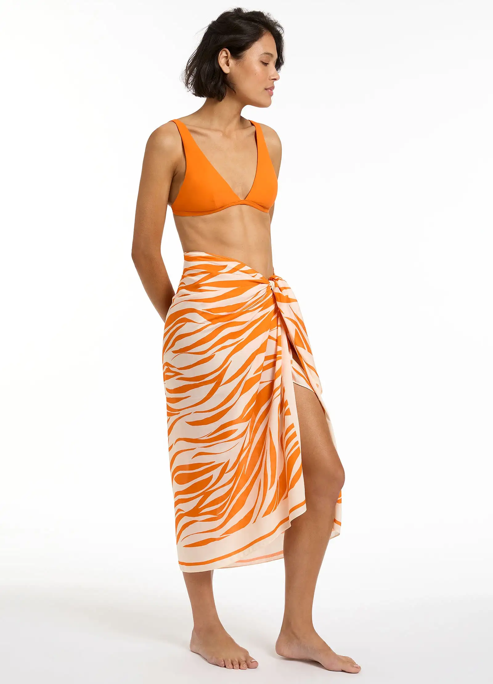 Fine Lines Sarong  - Papaya